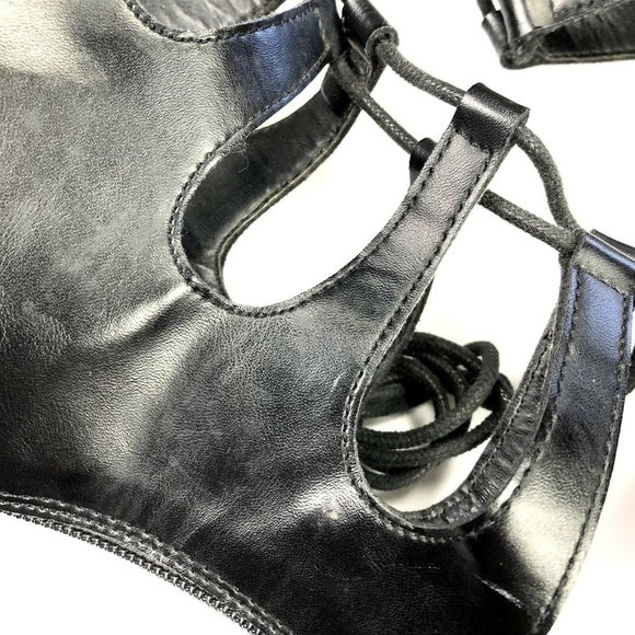 Breckelles Black Pointed Toe Lace Up Zipper Back Womens Size 8.5 Stiletto Heels - Picture 6 of 11